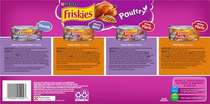 Friskies Purina Gravy Wet Cat Food Variety Pack, Poultry Shreds, Meaty Bits and Prime Filets - (Pack of 64) 5.5 oz. Cans