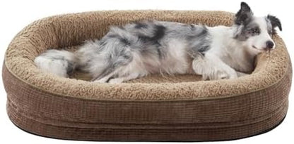 JOEJOY Orthopedic Dog Bed for Large Dogs, Egg-Crate Memory Foam Pet Bed with Bolster Sides, Waterproof Lining, Removable Washable Cover & Non-Slip Bottom, Brown