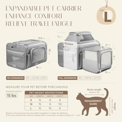 Top-Side Expandable Pet Carrier, Treat Window,18x13x9.5 Airline Approved
