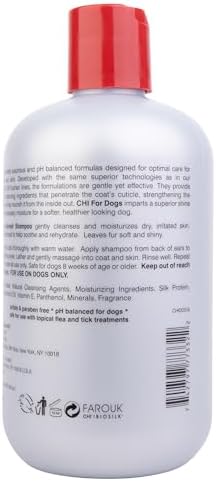 CHI for Dogs Oatmeal Dog Shampoo, Gentle Formula, 16 Fl Oz Bottle