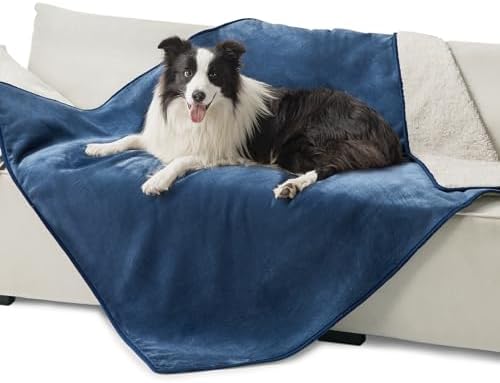 Bedsure Waterproof Dog Blankets for Large Dogs Sherpa Fleece Throw, 50X60