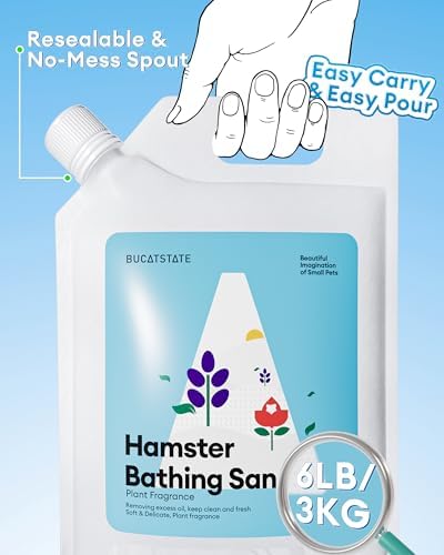 BUCATSTATE Hamster Bath Sand, 6.6LB Potty Litter Sand | Odor Control | Plant Scented Bathing Sand for Chinchillas Gerbil Mice Degu (Plant Scented)