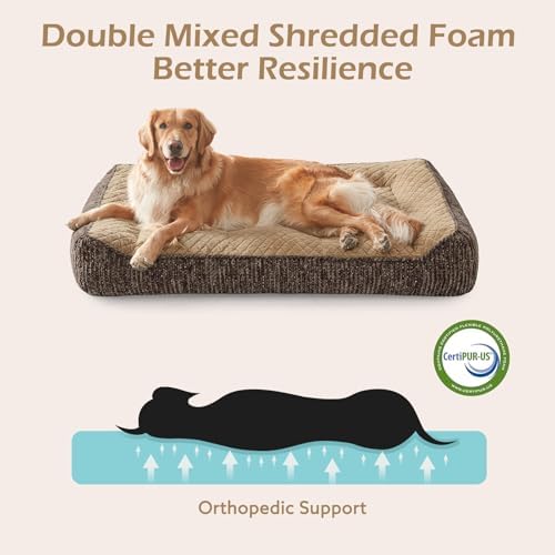 JOEJOY Orthopedic Dog Bed Medium Sized Dogs, Extra Thick Supportive Big Dog Couch Bed with Sides, Ultra Soft Pet Bed Sofa, Brown, 35''x25''