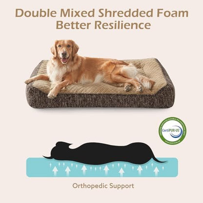 JOEJOY Orthopedic Dog Bed Medium Sized Dogs, Extra Thick Supportive Big Dog Couch Bed with Sides, Ultra Soft Pet Bed Sofa, Brown, 35''x25''