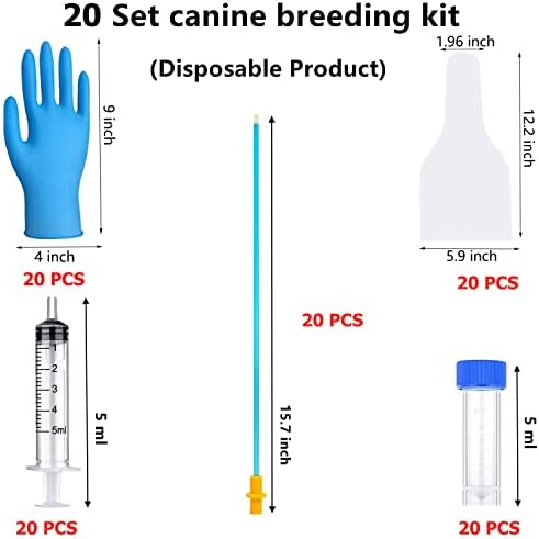 20 Set AI Artificial Insemination Dog Breeding Kit, Canine Breeding Kit, Dog Insemination Breeder Kit, Disposable Canine Artificial Insemination, Canine Breeding Supplies (15.7 inch) L