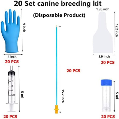 20 Set AI Artificial Insemination Dog Breeding Kit, Canine Breeding Kit, Dog Insemination Breeder Kit, Disposable Canine Artificial Insemination, Canine Breeding Supplies (15.7 inch) L