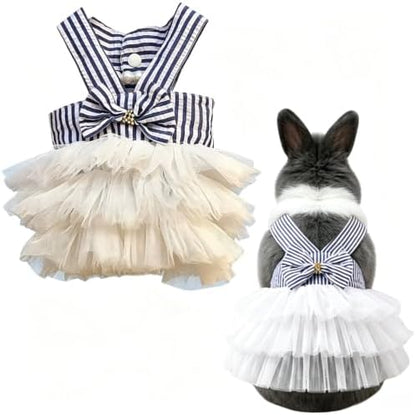 Bunny Dress Rabbit Tutu Skirt Holiday Outfit for Ferret (White,S)