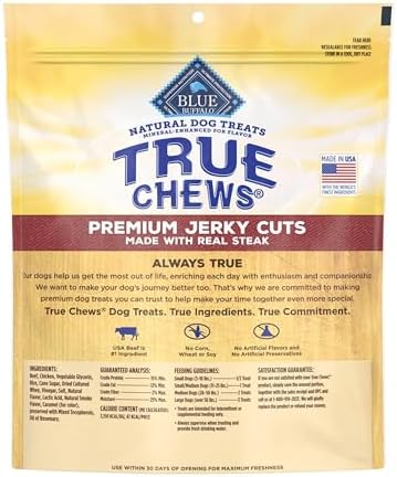 Blue Buffalo True Chews Premium Jerky Cuts Dog Treats, Made in The USA with Natural Ingredients, Beef, 30-oz Bag (Pack of 3)