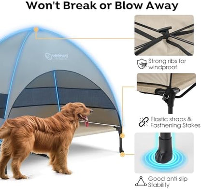 Veehoo Outdoor Dog Bed with Canopy, Cooling Elevated Dog Shade for Outside