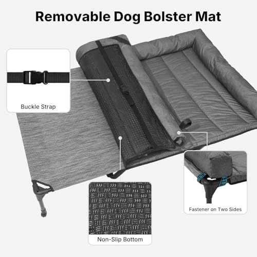 Veehoo Outdoor Elevated Dog Bed with Waterproof Bolster Cushion, Cooling