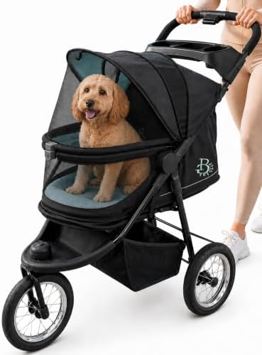 Pet Gear No-Zip NV Pet Stroller for Cats/Dogs, Zipperless Entry, Easy One-Hand Fold, Gel-Filled Tires, Plush Pad + Weather Cover Included, Aquamarine