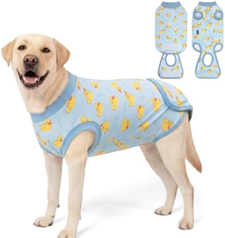 cyeollo Recovery Suit for Dogs Surgery Surgical Dog Onesie, Yellow Duck, XL