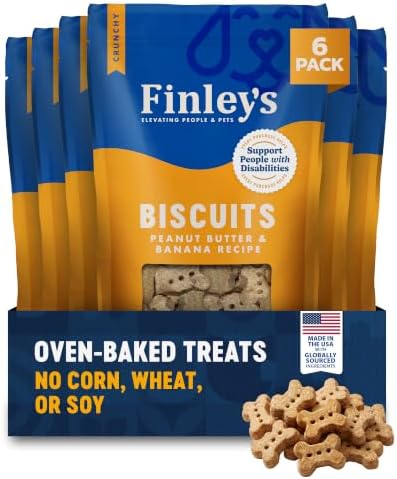 Finley's Crunchy Dog Biscuits, Peanut Butter Banana, 12oz, 6 Pack