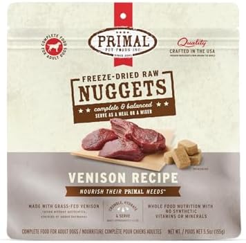 Primal Freeze Dried Raw Dog Food Nuggets, Venison, 5.5 oz
