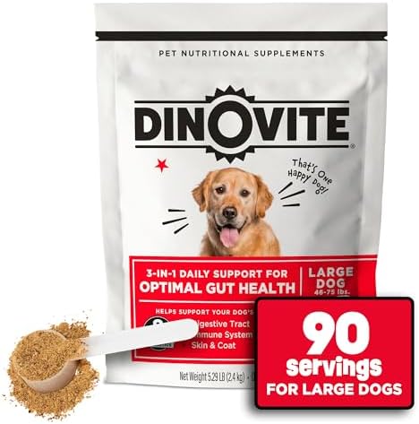 Dinovite Probiotics for Large Dogs, Probiotic Food Topper, 90 Servings