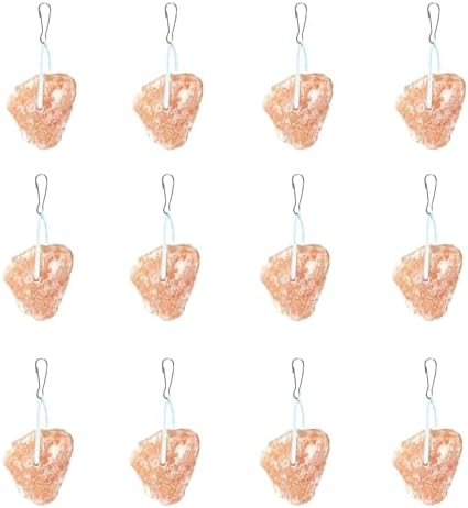 PINVNBY 12 Pieces Rabbit Himalayan Salt Lick Block,Pink Small Pets Natural Mineral Salts Blocks with Hook Hanging Small Animals Treat Chew Toys for Rabbits Horses Bunny