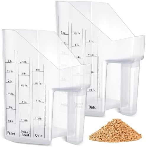 Uiifan 4 Pcs 3 Quart Horse Feed Scoop with Measurements for Farm, White