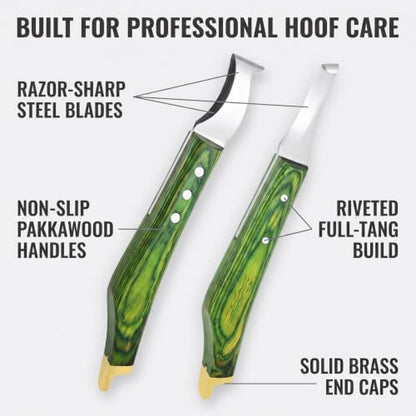 Premium Loop & Hoof Knife Set with Brass End, 9 Inch