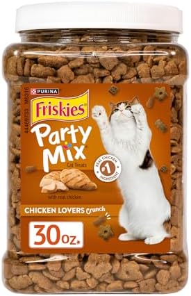 Friskies Purina Party Mix Chicken Lovers Crunch Cat Treats, 30 oz Canister