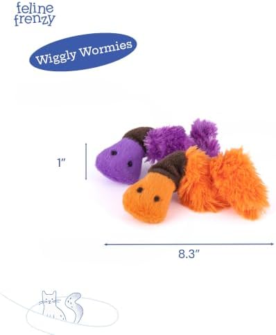 P.L.A.Y. PET Lifestyle and You Feline Frenzy Wiggly Worms Plush Squeaky CAT Toy