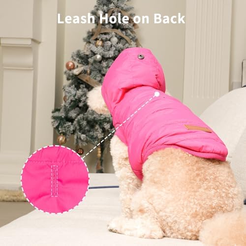 Vecomfy Warm Dog Coats with Hoodie,Winter Dog Jackets for Small Dogs