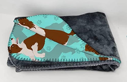 Caroline's Treasures MLM1063TBLT Red Border Collie Soft Travel Blanket with Bag Airplane Blanket, Indoor Outdoor Camping Blanket for Traveling, Picnics, Beach Trips, Concerts