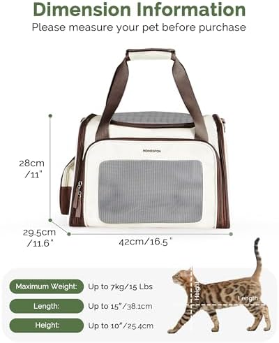 Homespon 34.5L Soft-Sided Cat Dog Carrier, Airline Approved Pet Bag