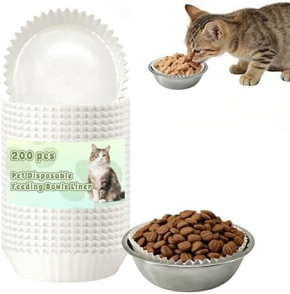 200 Pcs Pet Disposable Feeding Bowls Liner Bulk