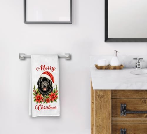 Christmas Newfoundland Dog Kitchen Dish Towels Dishcloth 16x24 Inches