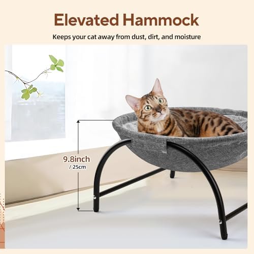 LIFLIX Raised Cat Hammock Bed, Pet Bed for for Indoor Cats, Standing Cat Cot with Washable Plush,17.1 x 17 x 9.5 inches