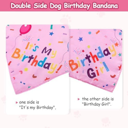 Dog Birthday Decorations,Dog Birthday Hat with Numbers,Dog Bandana