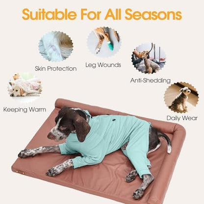 Recovery Suit for Large Dogs, Adjustable Dog Onesie, Green, XL