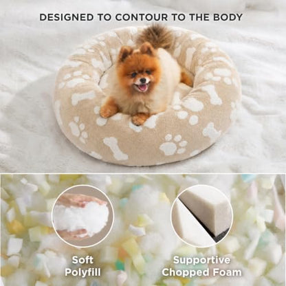 LE SURE Shown on TV Jacquard Donut Cute Cat Beds Indoor,Sand 20x20x6in