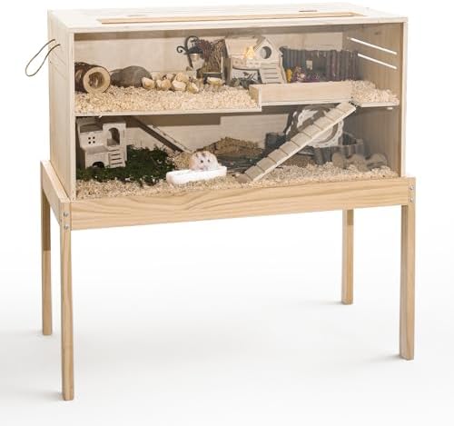 Pine Small Animals Houses&Habitats Chewproof, 40" Pine Guinea Pig Cage Hamster Cage for Small Animals (40" Large, Table Frame)