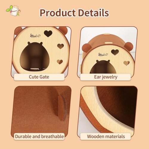 Wooden Guinea Pig Hideout Bunny House Rabbit Bed – Small Animal Habitat