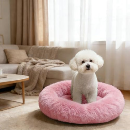 Comfort Donut Dog Bed for Small Dogs, Cat Bed & Pet Bed for Indoor Use, Medium Size with Soft Plush, Round Dog Beds for Large Dogs and Cats(Rubber Red,36''Lx36''Wx8''Th)