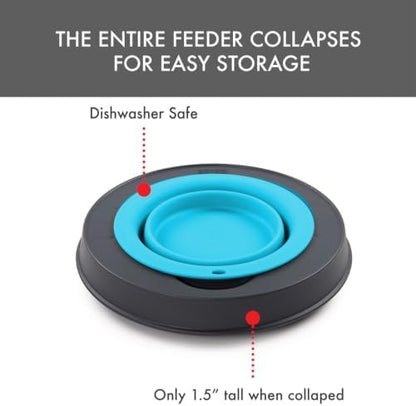 Dexas Pets Elevated Pet Feeder, Large, 4 Cup Capacity, Blue, Raised Pet Food and Water Bowl