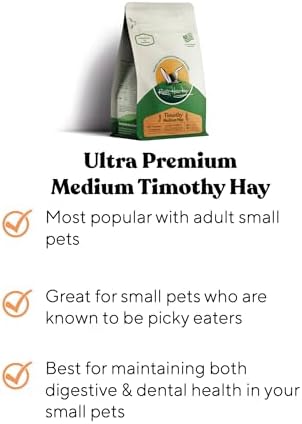 Rabbit Hole Hay - Ultra Premium Medium Timothy Hay for Small Pets - 4 oz Pack - Fresh & Nutritious
