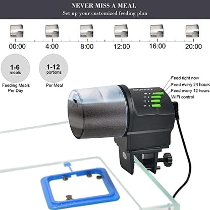 DXOPHIEX WiFi Fish Feeder Automatic Fish Feeder Automatic Dispenser