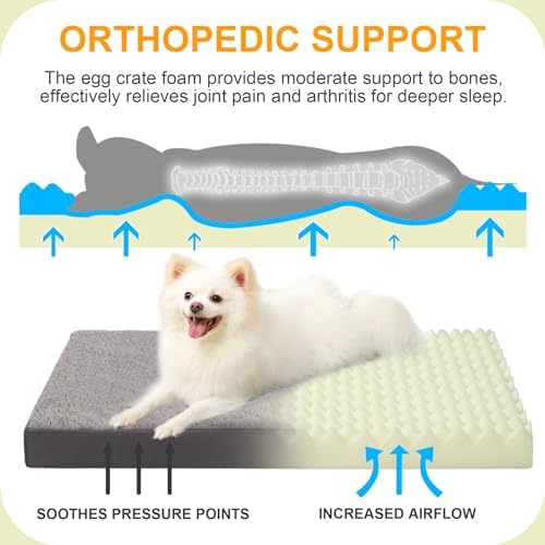 KSIIA Orthopedic Dog Bed for Medium Dogs with Waterproof, Dark Grey, 29x18