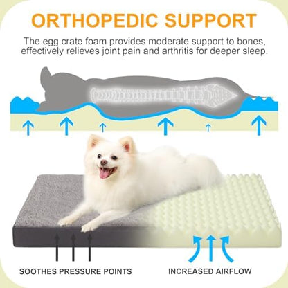 KSIIA Orthopedic Dog Bed for Medium Dogs with Waterproof, Dark Grey, 29x18