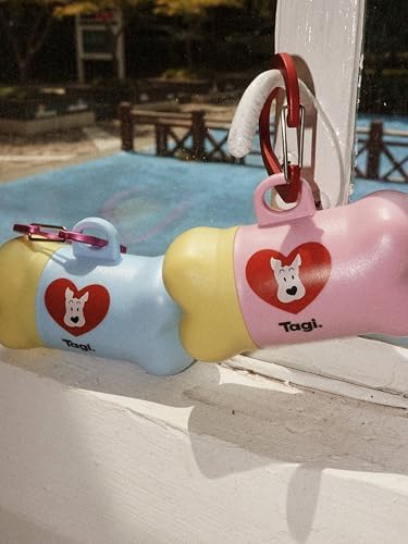 Tagi. The Fruits of Love Dog Poop Bags with Dispenser, Leak-Proof & Extra Thick Pet Waste Bags, Portable Dog Waste Bag Holder for Outdoor Use, 1 Seasalt Poop Bag Holder and 8 Roll Bags