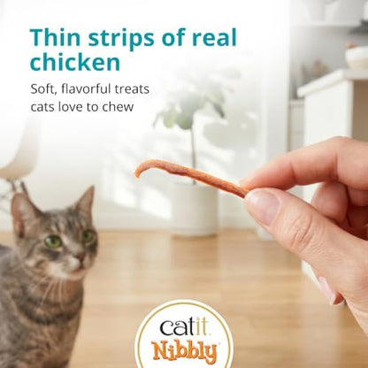 Catit Nibbly Jerky Cat Treats, Chicken & Fish Recipe, White, 1 oz