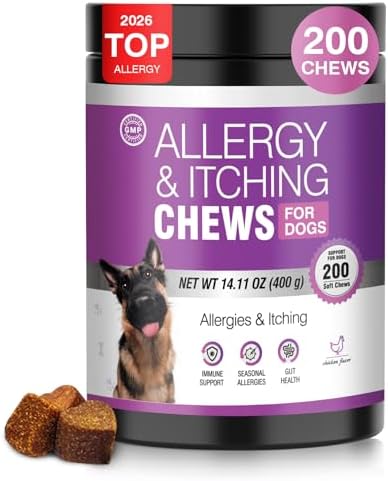 Dog Allergy Chews 200ct - Aller Immune Relief for Itchy Skin,Chicken Flavor