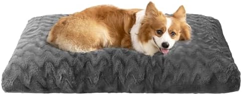 EHEYCIGA Washable Large Dog Bed for Crate, 35x23 Inch Pet Bed, Charcoal