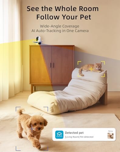 VIRTAVO AI Pet Camera Indoor with Phone App for Dog, Cat, Puppy, Dual-Lens