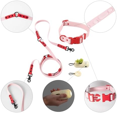WLK1006G-5SET Luna Large 8FT Adjustable 6-in-1 Waterproof Hands-Free Leash and Collar with LED Flashlight, Bag Dispenser, and Poop Bag Holder, Paloma