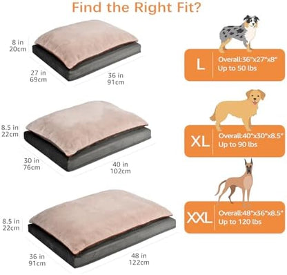 Amazon Basics Dog Bed with Cooling Gel Memory Foam, Pressure-Relief Support for Dogs up to 50lbs, Non-Slip Bottom, Machine Washable Cover, Large Sized (36" x 27"), Grey