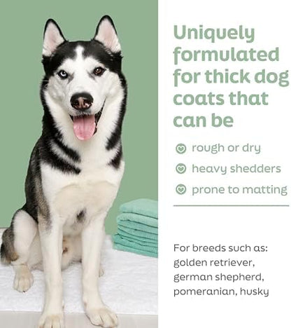 True Coat Thick Coat Dog Shampoo, 5 in 1 De‑Sheds & Softens with Oat Milk, Coconut Oil & Aloe, 16 oz