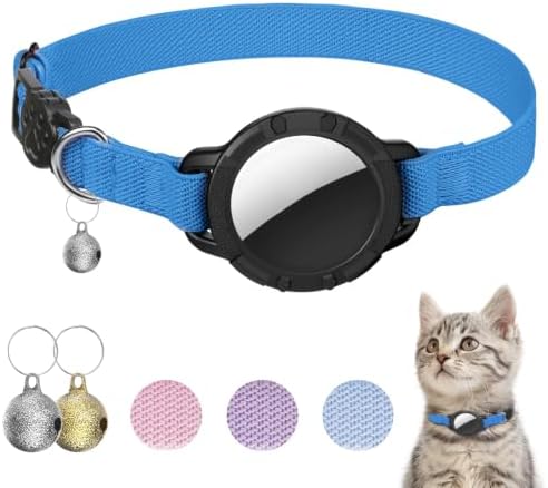 AirTag Cat Collars, Stretchy Collar with AirTag Holder and Bell